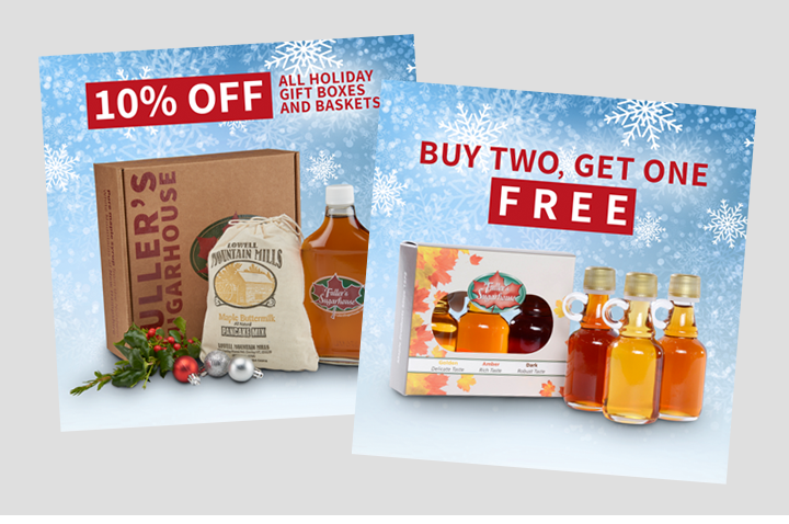 Digital graphics used in Facebook advertising for Fuller's Sugarhouse