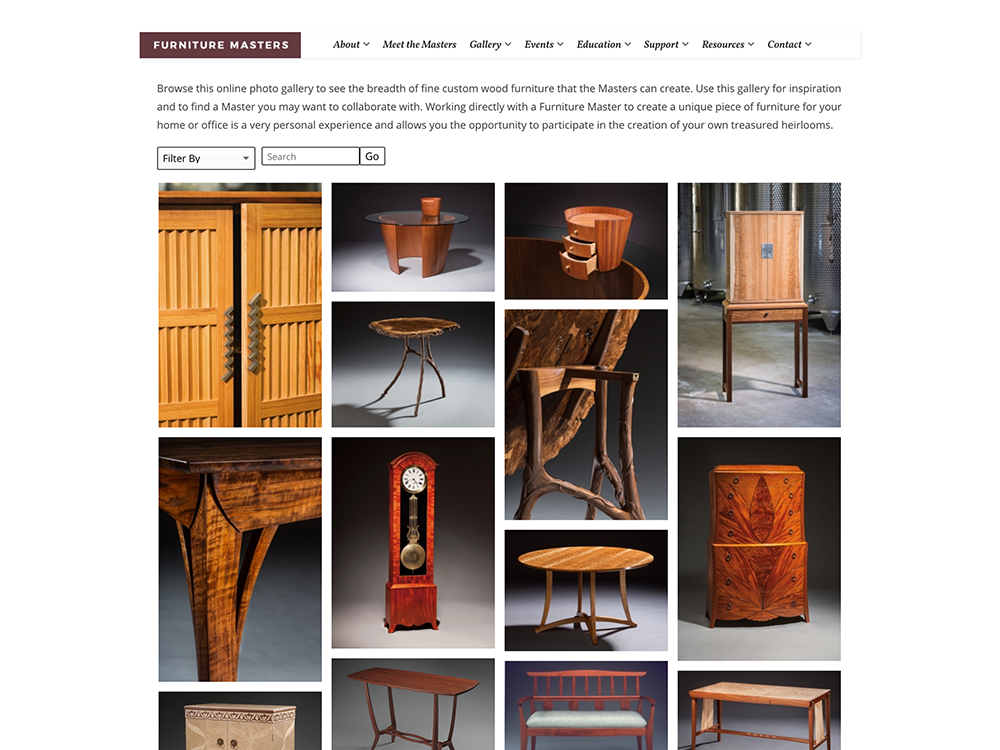 A page on the Furniture Masters website, designed by Sullivan Creative