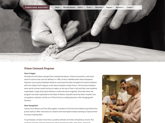 A page on the Furniture Masters website, designed by Sullivan Creative