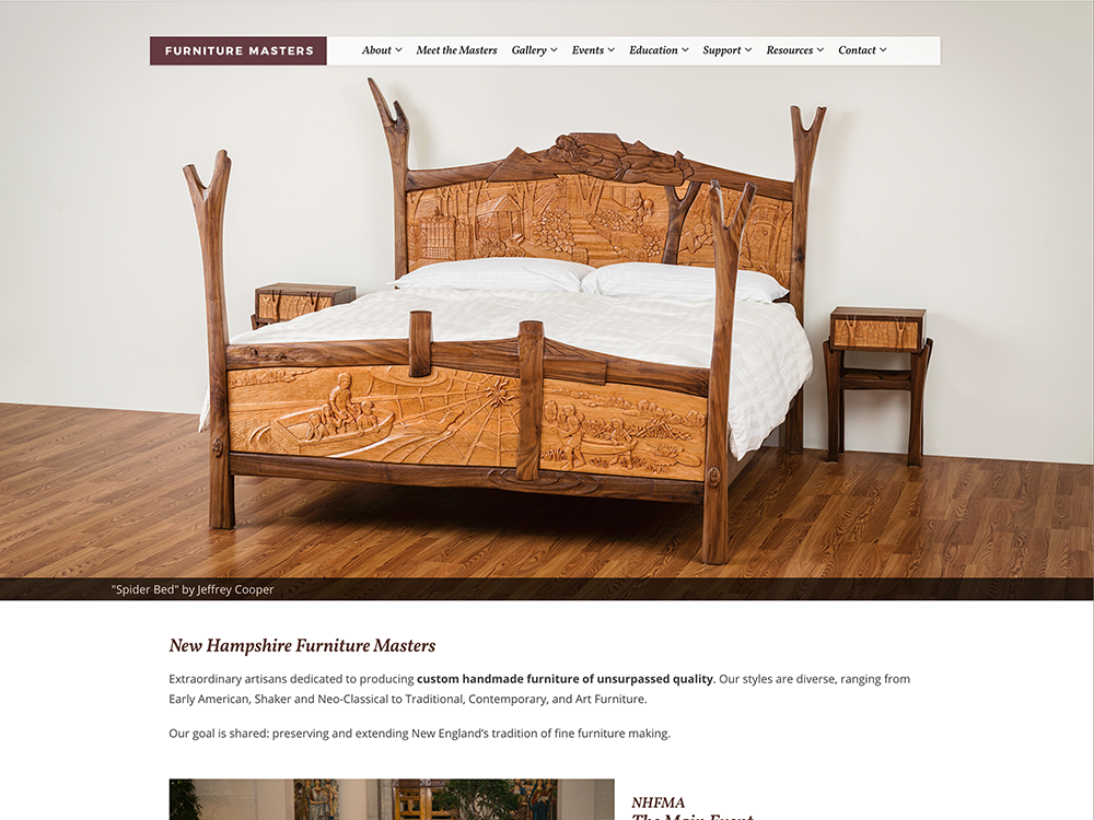 Homepage of the Furniture Masters website, designed by Sullivan Creative