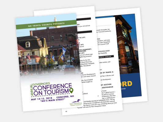 The program for the 2018 NH Travel Council Governor's Conference on Tourism, designed by Sullivan Creative