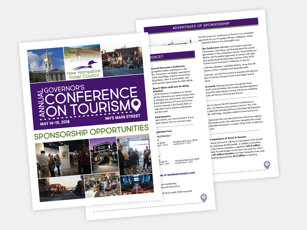The Sponsorship Package for the Governor's Conference on Tourism, designed by Sullivan Creative