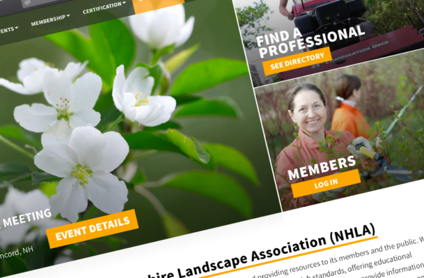 Our redesigned look for the new NH Landscape Association website, built in Wordpress
