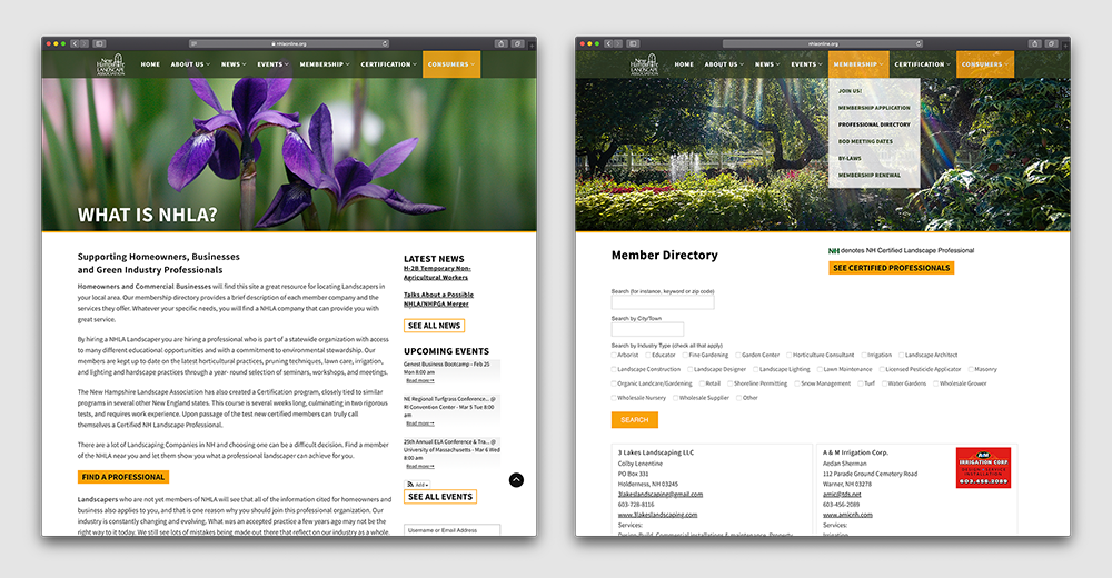 Lifecycle of the NH Landscape Association's Website | Sullivan Creative