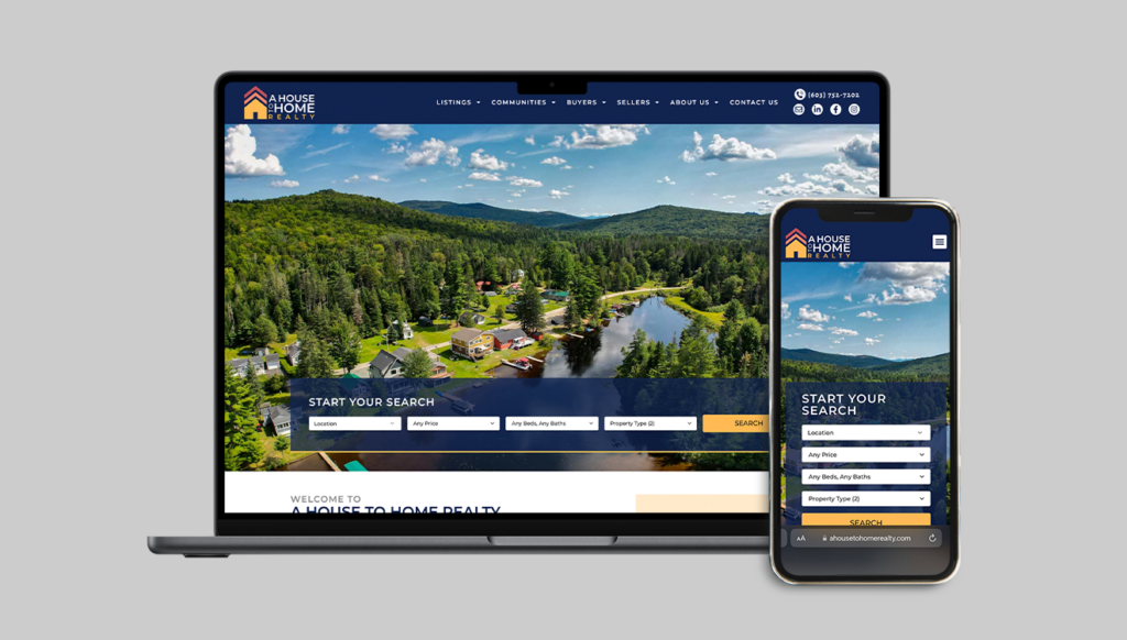 The website Sullivan Creative designed for A House to Home Realty.