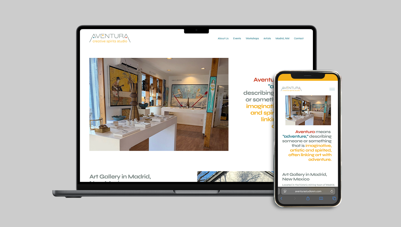 The Aventura Creative Spirits Studio website designed by Sullivan Creative